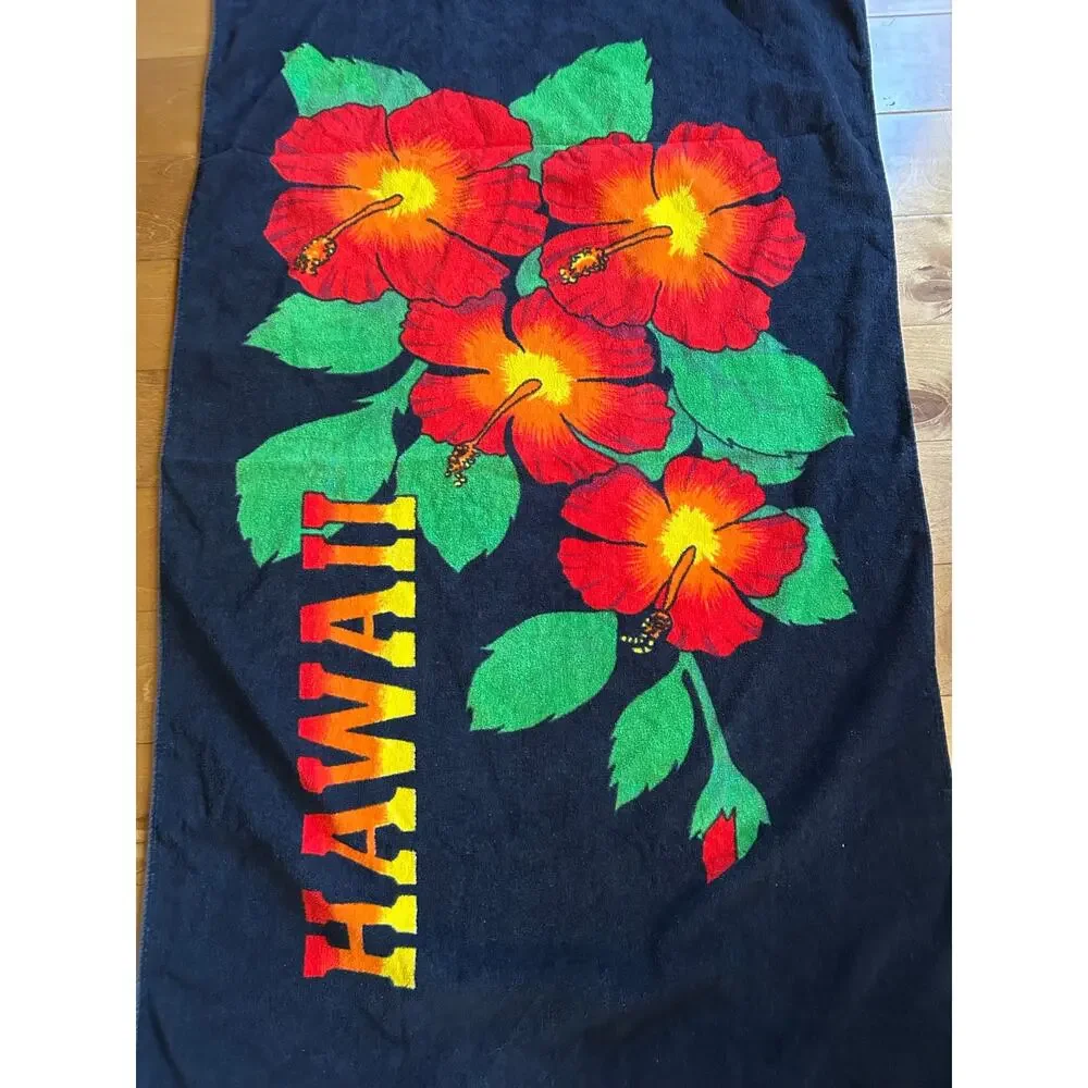 Hawaii Hawaiian Colorful Beach Bath Towel Flowers Large 30x56